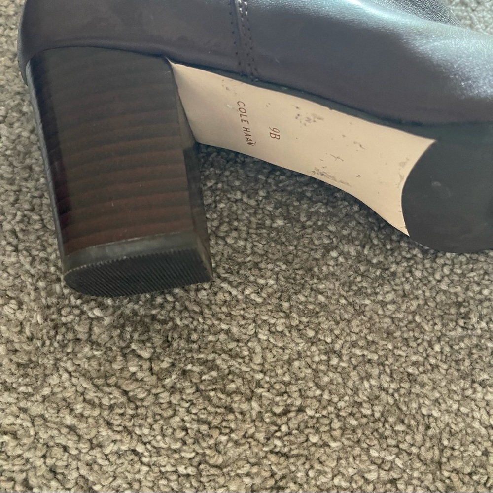 Cole Haan Brown Leather Block Heel Boots Size 9 - Picture 11 of 16